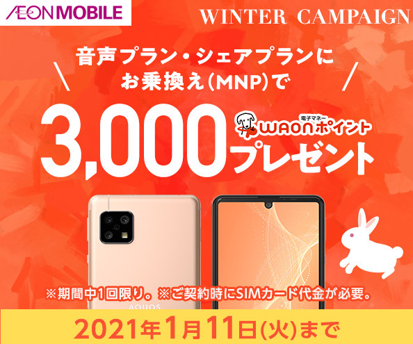 イオンモバイル Winter Campaign お乗換えキャンペーン イオン茅ヶ崎中央店 お買物情報やお得なチラシなど