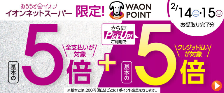【イオンネットスーパー】2/14・15お受取り完了分 WAON POINT基本の5倍！