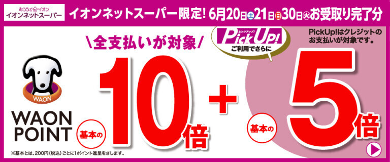 【イオンネットスーパー】6/20・21・30お受取り完了分 WAON POINT基本の10倍！