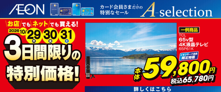 イオンカードお支払い限定 Aセレクション 3日間限りの特別価格